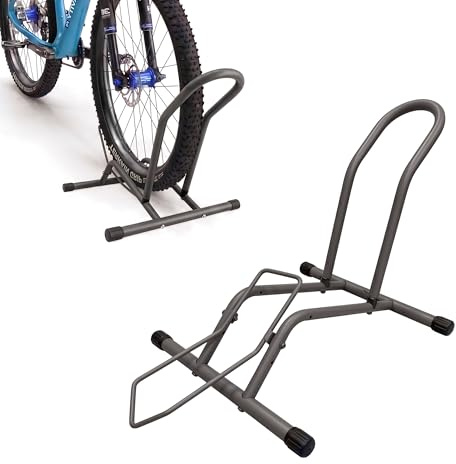 Relaxdays bike stand, 16–29 in, tyre width up to 10.5 cm, front & rear wheel floor stand, 1 bike, anthracite