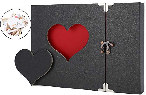 AIOR Fotoalbum zum Selbstgestalten, DIY Scrapbook Album Schwarze Seiten Fotobuch zum Einkleben Fotoalben, Gästebuch Hochzeit, Weihnachts Valentinstag Geburtstag Jahrestag Geschenk, Schwarz
