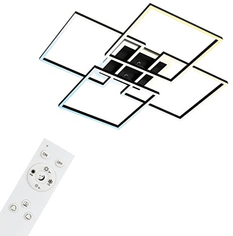 BRILONER - LED Deckenlampe Smart Home, funktioniert mit Alexa, Fernbedienung, LED Lampe, Deckenleuchte, Wohnzimmerlampe, Schlafzimmerlampe, Deckenbeleuchtung, 72,4x72,4x8,4 cm, Schwarz
