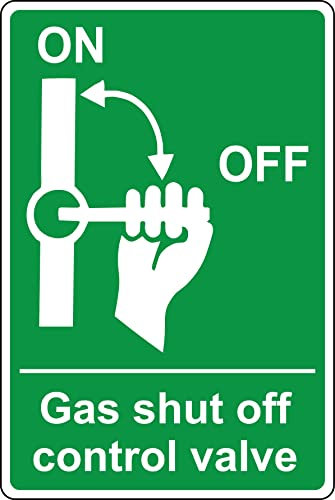 Gas Shut off control valve Safety sign - Self adhesive sticker (200mm x 150mm)