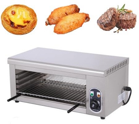Cheese Melter, 2000W Electric Steak Broiler, 110V Commercial Salamander Broiler Stainless Steel Cheese Melter Machine Countertop Turbofan Broiler for Melt Cheese, Toast Sandwiches, Grill Steaks