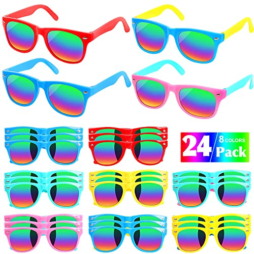 Kids Sunglasses - 24 Pack Summer Party Supplies for Boys Girls, Neon Sunglasses for Kids, Pool/Beach Party Favors, Great Gift for Birthday and Outdoor Activity Age 3-10