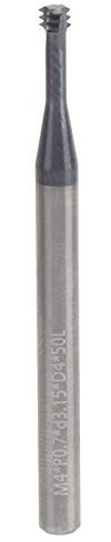 Fresa de Rosca de Acero de Tungsteno de 60° Métrica de 3 Dientes, Fresa de Corte, Fresa de Punta Esférica, M4x0.7xD4x50, Fresas de Rosca