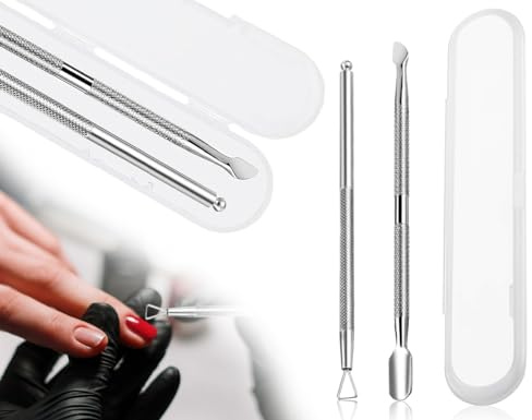 KAPSING Boxed Pro Pusher Kit de empujador de cutículas de acero inoxidable removedor de cutículas compatible con manicura, pedicura, gel de limpieza de uñas