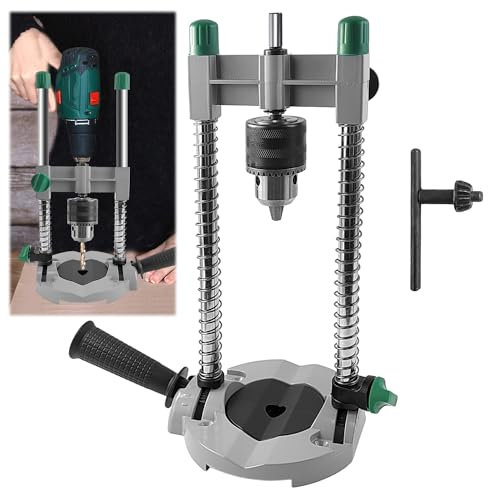 Soporte Taladro Vertical, Gradilla Ajustable, 45/60 /75/90° Soporte Taladro, Asiento Móvil en Forma de V Soporte para Taladro, Soporte Taladro Vertical Con Llave, Base en Aluminium Guia Taladro