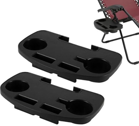 2 Pack Clip On Camping Chair Side Table, Zero Gravity Chair Cup Drink Holder Outdoor Garden Fishing Beach Storage Tidy with Mobile Device & Snack Slot and Carry Your iPhone/iPad for Pool, Beach
