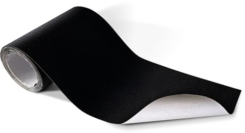 SAMOS® Pelle adesiva per tappezzeria, colore nero, 10 x 160 cm, toppe autoadesive in ecopelle, autoadesive, tessuto adesivo, in pelle sintetica, ripara, mobili divani e sedili auto, moto, sedie, ecc.