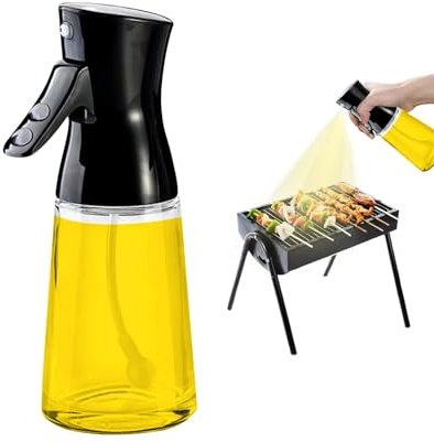 AIBAOBAO Spruzzino per Olio, Spruzzatore Olio Friggitrice ad Aria 180 ml, nebulizzatore Olio Vetro, Oliera Spray, Bottiglia di Olio Spray, per Aceto, Cucinare, Cuocere, Grigliare e Insalata