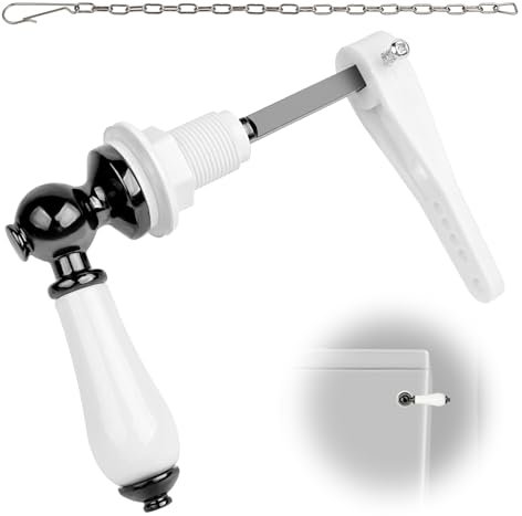 Ceramic Toilet Flush Handle, KissDate Toilet Flush Handle Replacement Universal Fit Toilet Cistern Handle Chrome Plated Replacement Ceramic Handle Cistern Lever for Toilet Cistern Tank Lever