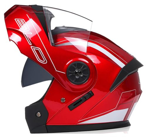 Casque Moto Adulte Homme Et Femme Flip Up Casque Moto Modulable Homologué ECE avec Double Visière Casque Scooter pour Locomotive Casque Integral Modulable F1,L=59-60CM