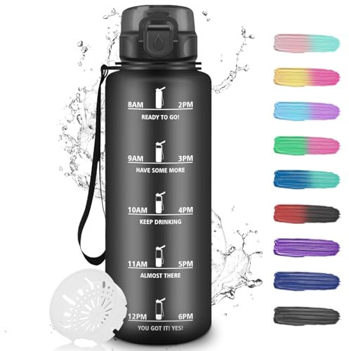 Gourde 1,5l, Gourde Sport, Bouteille Anti-Fuite, Bouteille Plastique, Bouteille d'eau avec Slogan de Motivation, Facile à Nettoyer, Bouteille d'eau pour Running, Extérieur