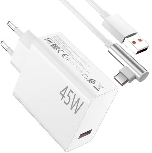 Laddare 45 W och 1 meter USB-kabel C 90° grader för Xiaomi Redmi Note 14 Pro 5G Turbo Laddningsadapter med kabel typ C 6A snabb laddning för Xiaomi Poco X7 M7 Pro M6 Mi Pad 7 6 5 Redmi K80Pro