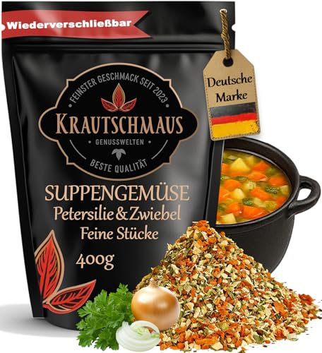 400g Suppengemüse getrocknet mit Petersilie von Krautschmaus, Suppengewürz ohne Zusatzstoffe, Suppe Gemüse, Suppengrün schonend getrocknet