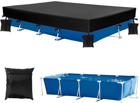 450x220x30cm Copertura per Piscina Rettangolare per Piscine Fuori Terra, Resistente in Tessuto Oxford 210D Copertura con 4 Sacchi di Sabbia e 1 Sacca Portaoggetti