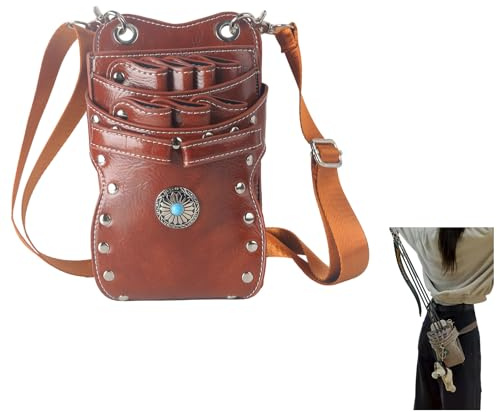 Merleu PU Leather Arrow Quiver Holder,7 Arrow Tubes Hip Quiver for Arrows with Adjustable Belt,Detachable Durable Arrow Quiver,Two Wearing Methods Waist Quiver Arrow Holder（Bag Only） (Saddle Brown)