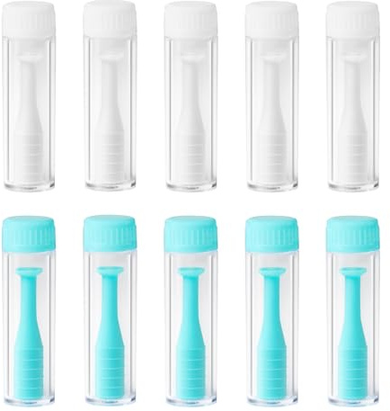 10 Piezas Aplicadores de Lentes de Contacto de Silicona, Ventosas Suave Removedor Insertador con Botellas Herramienta Portátil Higiénico para Lentes Ideal para Uso Diario y Viaje(Verde/Blanco)