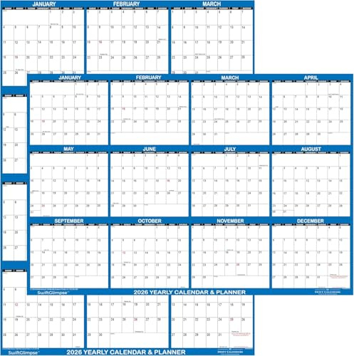 2026 Calendar Wall Calendar Erasable Large XL Wet & Dry Erase Laminated 12 Month Annual Yearly Wall Planner, Reversible Wall Planner for Home Business Office School, 32 x 48