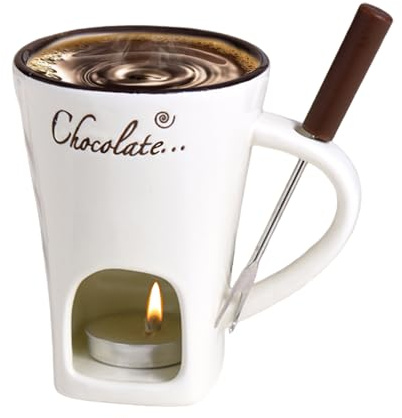 Genérico Taza De Fondue De Chocolate | Copa De Fusión De Chocolate De 200 Ml | Chocolates De Cerámica Fondue Set con Horquilla Y Vela | Copas De Fusión A Fuego Lento para Chocolates Queso Y Postres