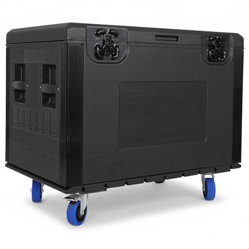Stackable ATA Road Case with Wheels, 32.2x20.5x20.5 Inch Heavy Duty Rolling Case for Cable & DJ Equipment Storage, Lockable Casters for Touring, Transport & Pro Audio