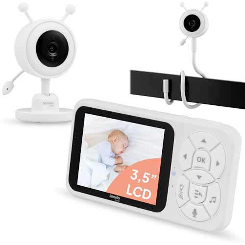 LIONELO Babyline 3.4 Videobabyvakt utan WiFi med 3.5 Skärm, VOX | 2-vägskommunikation, 4× Zoom, Nattseende, Temperaturövervakning, Lullabies, RGB-nattlampa, 3000mAh Batteri, Säker anslutning