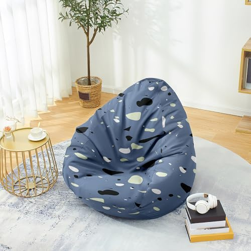 Hiseng Funda de puf, Sillón de Pera sin Relleno,Sofa Puff Gaming Salon Funda Sin Relleno para Niños y Adultos, Bean Bag para Salón, Dormitorio y Sala de Juegos (Gris Azulado,130x150cm)