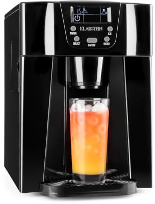 Klarstein 2L Small Ice Maker Machine, Counter Top Ice Machine For Home and Kitchen, Fast Operation, Makes 12 kg of Ice Bullets, Dispenses Cold Water, Safety Alarms, Countertop Ice Cube Maker Machine