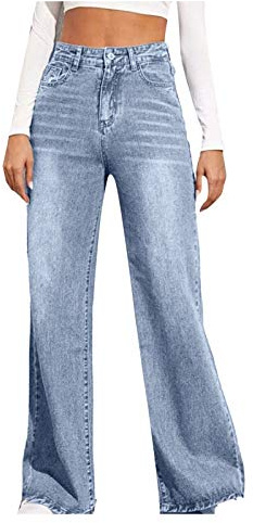 BOTCAM Jeans da donna a vita alta, gamba larga, jeans elasticizzati, 90, per adolescenti, ragazze, in tessuto, da donna, eleganti, grandi, in denim, boyfriend, skinny Y2k jeans Streetwear, Blu 11., S