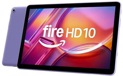 Amazon Fire HD 10 tablet (newest model) built for relaxation, 10.1 vibrant Full HD screen, octa-core processor, 3 GB RAM, 32 GB, Lilac