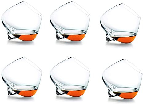 Bicchieri Inclinati da Whisky, Vintage Tumbler Bicchieri Rotanti, Bicchieri Vino Senza Stelo da Cognac Personalizzare per la Festa del Papà da Uomo Unico,6pcs