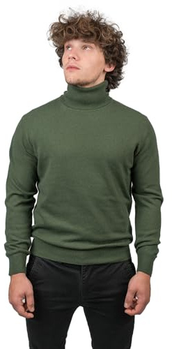 Dalle Piane Cashmere – polotröja av blandad kashmir, tillverkad i Italien – män, kaki, M