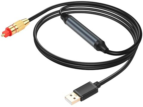 GINTOOYUN USB zu Optischer Audio Adapter - USB A zu Fiber Optic SPDIF Port Anschluss 2M/6.5FT Buchse Konverter Kabel für Computer Laptop Fiber Optic Box