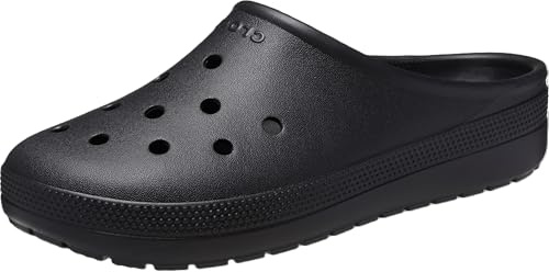 Crocs Unisex-Adult Classic Low Profile Lightweight Slip-On Clogs, Black, Womens 9, Mens 7, Medium