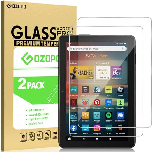 GOZOPO Schutzfolie für Amazon Fire HD 8 / Kids Pro / Kids-Tablet (Neueste Generation) 8-Zoll, (2024/2022 Release), Panzer Schutz Glas Gehärtetem Displayschutzfolie, 2 Stück