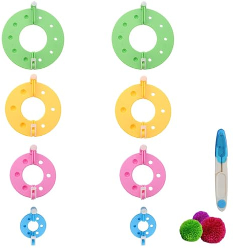 GVSS Lot de 2 Fabrication de Pompons 4 Tailles,Appareil Pompom Loisir Creatif,Kit pour Faire Pompon en Laine,Kit Faire Pompon avec Outils de Tricotage pour DIY Artisanat