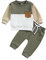 Geagodelia Toddler Baby Boys Fall Winter Outfits Long Sleeve Contrast Color Sweatshirt Pullover T shirt with Elastic Waist Sweatpants Tracksuit Sets 2Pcs Clothes for Little Boys (Green, 18-24 Months)