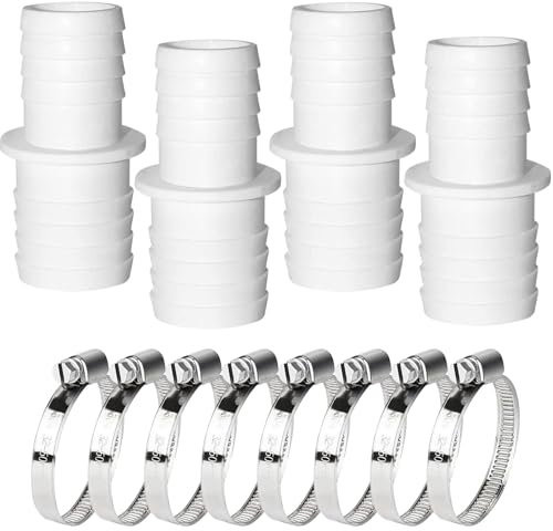 Spetsbst Lot de 4 raccords de tuyau de piscine de 38 mm à 32 mm, avec 4 colliers de serrage en acier inoxydable (32 à 38 mm)