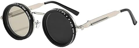 Genérico Gafas de sol polarizadas con tinte ajustable, montura redonda retro de metal, control manual del tinte de 1 a 9 niveles con filtro integrado, protección solar antirreflejos (silver*1)
