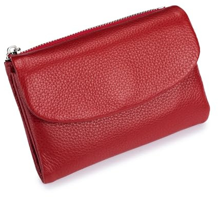 Unisex Pebble Real Leather RFID Wallet, Unisex Pebble Leather Wallet, Zipper Wallets for Men, Short GenuineLeather Purse for Coins and Cards, Small Compact Bifold Pocket Purse (One-15)
