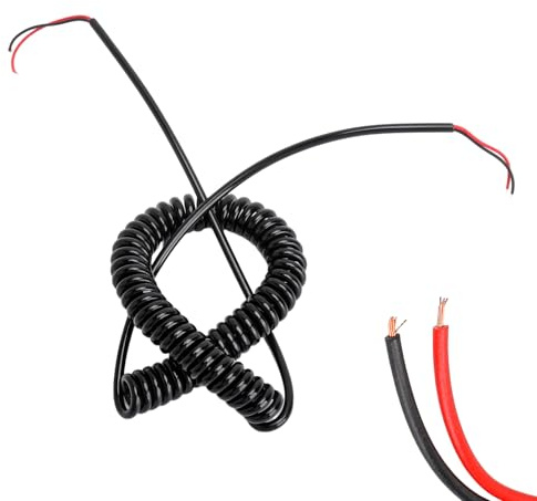 Spiralkabel Spiralkabel Spiralkabel 2-adrig Teleskop – Cable espiral eléctrico extensible de PVC 2,5 m, alta elasticidad y conductividad, ideal para coche, taller, iluminación y equipos eléctricos