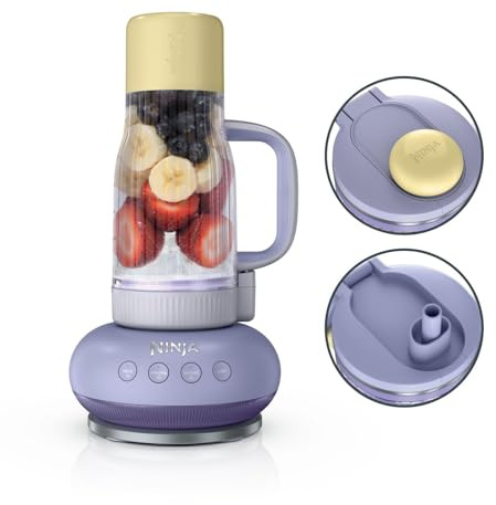 Ninja BlendBoss Batidora con vaso portátil, batidora individual con vaso extraíble, 3 preajustes automáticos, color limonada de lavanda DB351EUPR