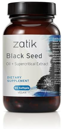 Zatik Naturals - Black Cumin Seed Oil & Supercritical Extract, Cold Pressed, Unrefined, USDA Organic Certified, Gluten Free, Vegan, 90 Vegan Softgels