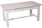 DRW Küchentisch mit 4 Schubladen aus Holz in Weiß gebeizt und Beige Vintage-Stil 160 x 80 x 76,5 cm