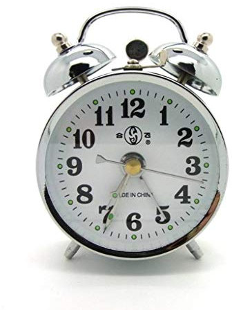Emeco Retro Glockenwecker mechanischer Wecker klassisch (Silber)
