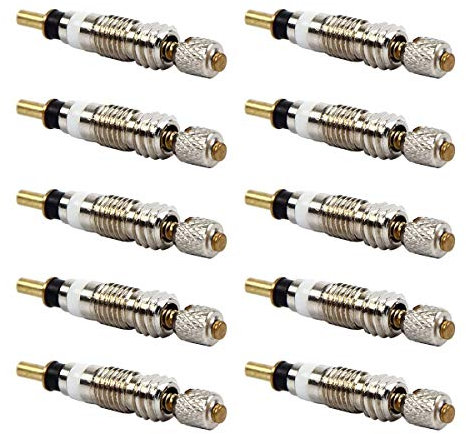 POFET 10 Stück Universal Abnehmbare schlauchlose Presta Ventilkerne,Sclaverandventil Fahrradventil Adapter Französisches Ventil Ersatz Presta Ventileinsatz Fahrrad Ventil Adapter- Silber