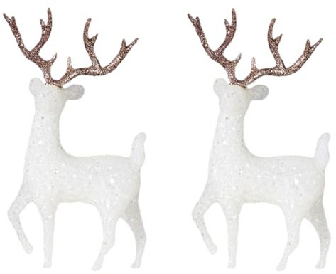 SOIMISS 2pcs Mini Reindeer Figurines Christmas Deer Figures Cake Toppers Fairy Garden Animal Woodland Animal Figurines Party Desktop Decoration for Christmas Birthday Wedding Anniversary