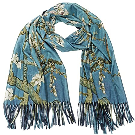 Toocool Sciarpa stola unisex Klimt Van Gogh Kandinsky Monet foulard con quadri famosi 70x170 cm Scialle Opere d'Arte A001 [Taglia unica, Mandorlo]