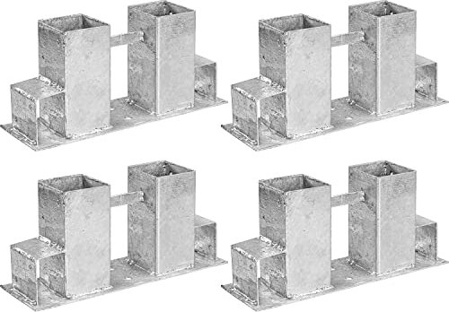 STILISTA Holzstapelhilfe 340/100/150 mm, Feuerverzinkt für 70 x 70 mm und 40 x 60 mm Kanthölzer, Farb- und Setwahl, 4er Set Silber
