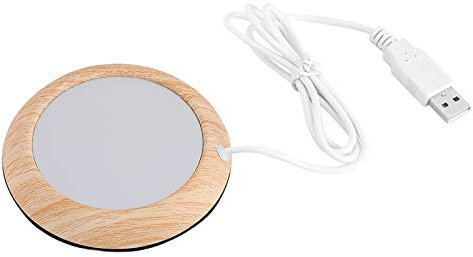 Joyzan USB Wood Grain Cup Warmer, Office Tea Coffee Heater Pad Desktop Heat Beverage Mug Mat Warmer Electric Thermostat Coaster Plate Drink Tray for Desk Heating Cocoa Water Milk Home Use(Bright)
