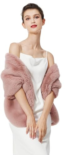 BEAUTELICATE Chal Estola de Pelo Mujer Boleros para Invierno Fiesta Novia Bodas（Dusty Rose,talla única）