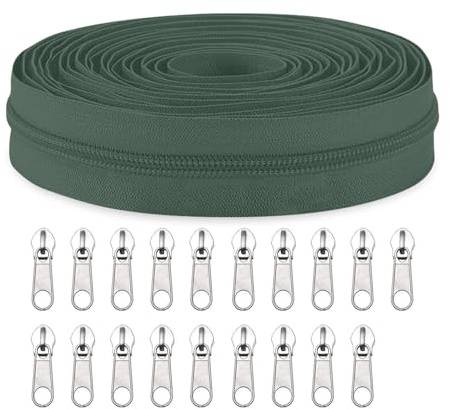 Sawoake #3 Nylon Coil Zippers by The Yard Bulk 10 Yards with 20pcs Zipper Sliders for DIY Sewing Tailor Craft Bag Garment Home Textile…(Cinerous)